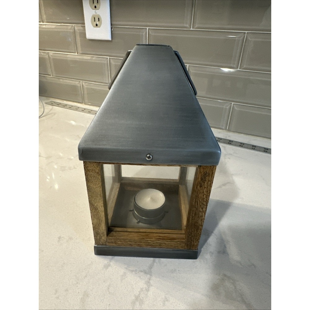 West‎ Elm Metal/Wood Lantern 8" Decorative